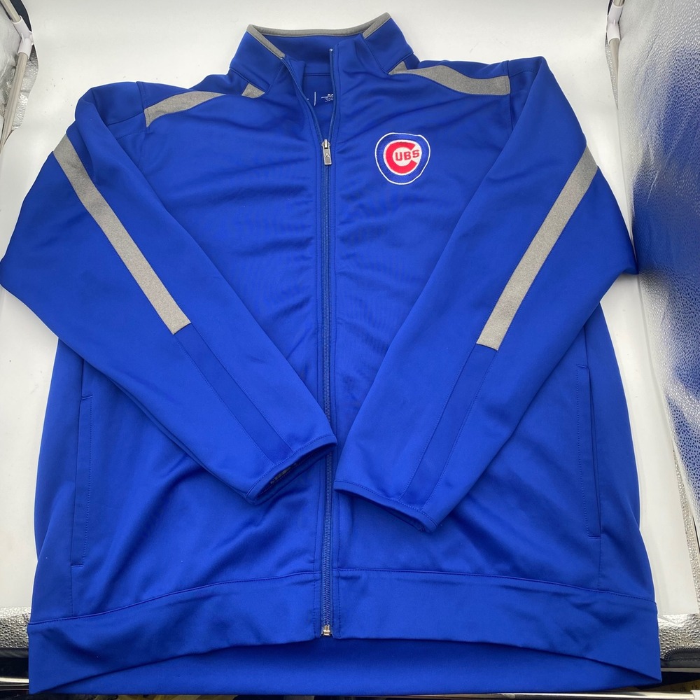 CHICAGO CUBS Antigua Full Zip Track Jacket Mens XXL Blue Grey MLB Baseball Fan